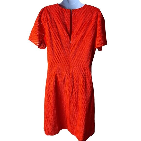 J Crew Eyelet Lace Sheath Dress 12 Short Sleeve Back Zip A-Line Casual Summer - Picture 2 of 8